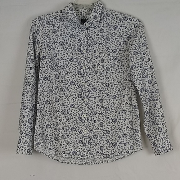J. Crew Tops - J. Crew blue/white floral long sleeve button down